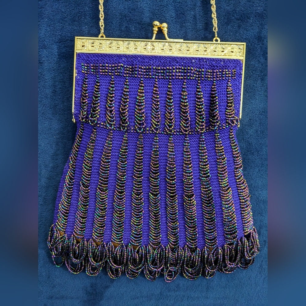 Victorian Style IMPERIAL Purple Crystal Bead Purse Handmade Boutique Heirloom!